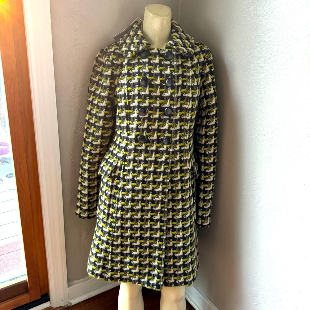 Tibi wool plaid dress coat size 4 nwt